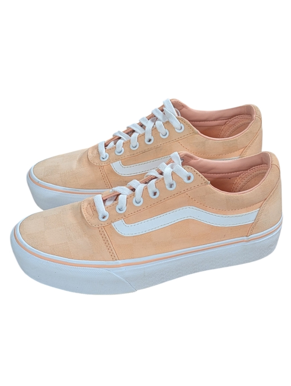Vans Ward Platform Linen Stitch Peach Pink Sneakers Size 8.5 Women